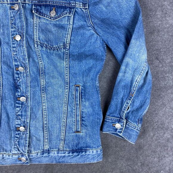 Madewell Jacket Womens Large Blue Denim Oversized Jean Trucker Y2K Button Up - Picture 7 of 13